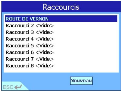 NAVMAN 630 - Utilisation d'un raccourci - 1
