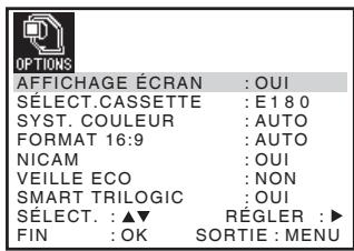 SONY SLV-SE640 - Modification des options de menu - 1
