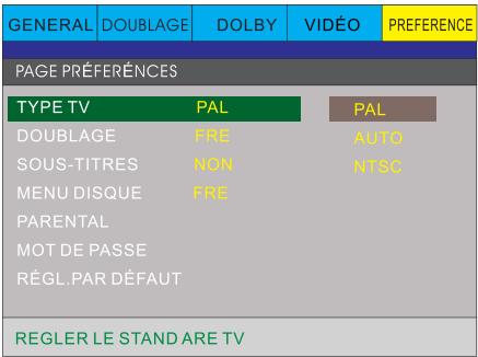 PEEKTON PK6749 - Sélection du type de standard TV - 1