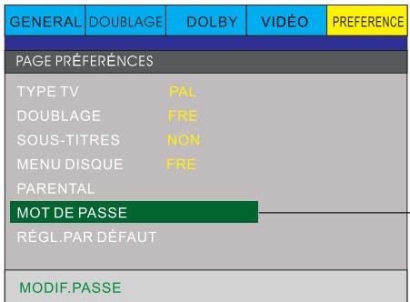 PEEKTON PK6749 - Page REGLAGES mot de passer - 1