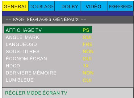PEEKTON PK6749 - Configuration des menus - 1