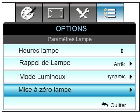 OPTOMAR GT5000 - Options | paramètres lampe - 1