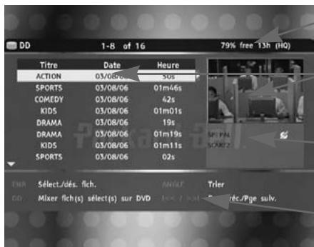 PACKARD BELL MULTIMEDIA REC 250 - LISTE des TITRES tv/sur DISQUE DUR (TITRES enregistrés depuis le téléviseur) - 1