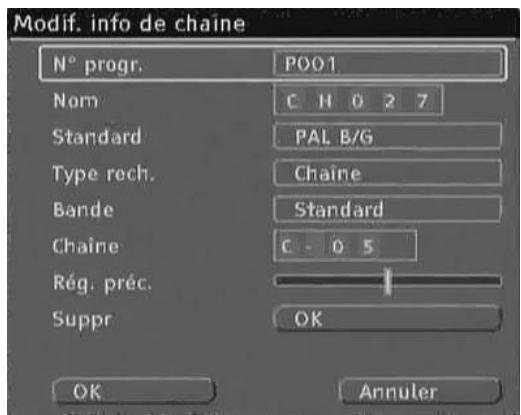 PACKARD BELL MULTIMEDIA REC 250 - Modification des informations de chaîne - 1