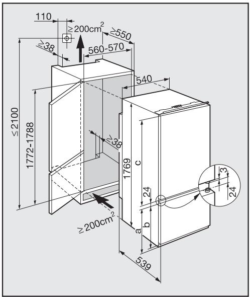 MIELE KF 883-1 I/DF - Encastrement dans un meuble de séparation - 1