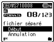 OLYMPUS WS-650 - Sélectionnez [fichier divisé] dans le menu [menu fichier]. - 2