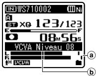 OLYMPUS WS-650 - Appuyez sur la touche ou l'pour ajuster le niveau de déclenchement du démarrage/arrêt. - 1