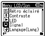 OLYMPUS WS-650 - Appuyez sur la touche + ou - pour sélectionner l'élément à configurer (p.49 à p.64). - 1