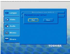 TOSHIBA SD 271 - Rétablissement des réglages d'origine - 1