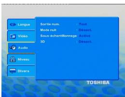 TOSHIBA SD 271 - Utilisation du menu de réglage audio - 1
