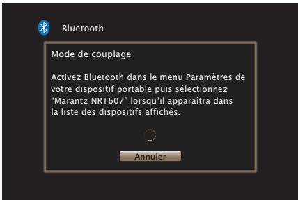 MARANTZ NR1607 - Appuyez sur bluetooth pour passer à la source d'entrée "bluetooth - 1