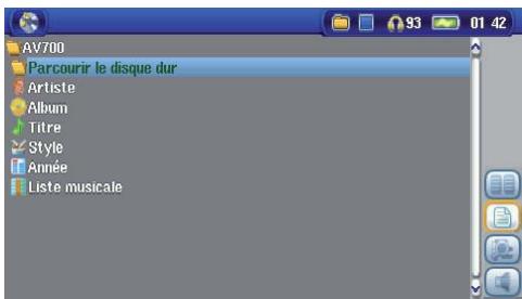 ARCHOS AV700 40 GO CANALSAT - Parcourir l'audiothèque - 1
