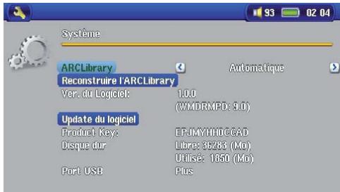 ARCHOS AV700 40 GO CANALSAT - Paramètres du système - 2