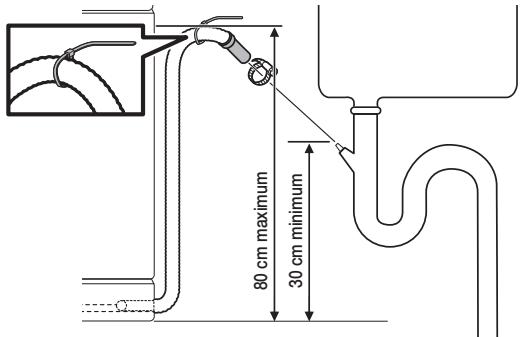 SAMSUNG DW60M6070IB - Raccordement des flexibles d'évacuation - 1