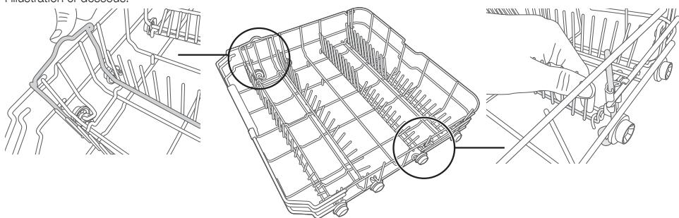 SAMSUNG DW60M6070IB - TIGES rabattables du PANIER inférieur - 1