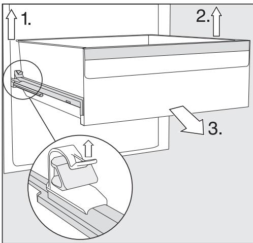 MIELE KFN4898AD - Retirer les tiroirs de la zone de réfrigération - 1
