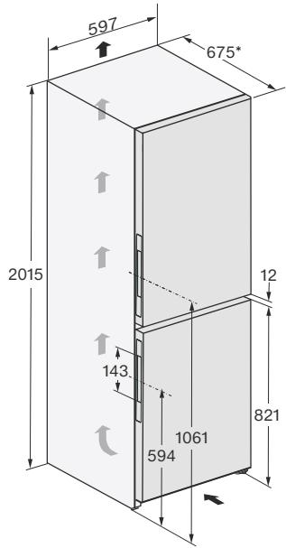 MIELE KFN4898AD - Dimensions d'installation/vue de dessus - 1