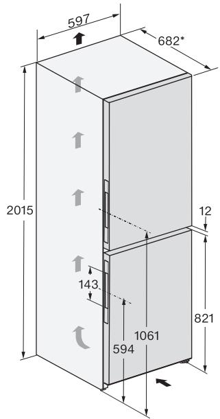 MIELE KFN4898AD - Dimensions d'installation/vue de dessus - 1