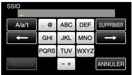 JVC GZ-E300 - Entrez le nom (SSID) du point d'accès (routeur LAN sans fil) et tapez "REGLER". (Opération sur cetteamera) - 1