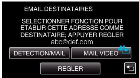 JVC GZ-E300 - Aprouvá avoir tapé "detection/mail" ou "MAIL VIDEO" suivant la fonction utilisée, tapez "regler". - 1