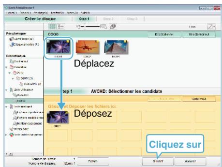 JVC GZ-E300 - Sélectionner les fichiers à copier sur le disque dans l'ordre. - 1