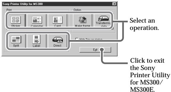 SONY DPP-MS300/MS300E - Starting the Sony Printer Utility for MS300/MS300E - 1