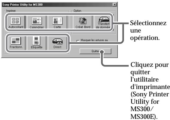SONY DPP-MS300/MS300E - Lancement de l'utilitaire d'imprimante (sony printer utility for MS300/MS300E) - 1