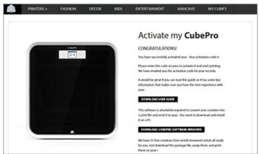 3D SYSTEM 3DS401734 - Entrez mon numéro de série sur cubify: - 6