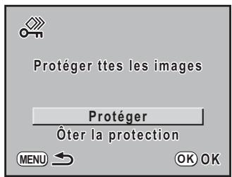 PENTAX K200D+KC+OBJ+DBG3+FT - Appuyez sur le bouton de navigation ( ) pour sélectionner [protégier] puis appuyez sur le bouton OK. - 1