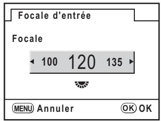 PENTAX K200D+KC+OBJ+DBG3+FT - Utilisation du bouton de navigation ( ) ou de la molette de zoom pour régler [focale] - 1
