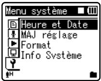 OLYMPUS WS-450S - Appuyez sur la touche OK> ou l'ou pour déplacer le curseur sur l'élément à configurer. - 1