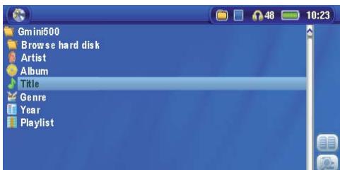 ARCHOS Gmini 500 - Parcourir l'audiothèque - 1