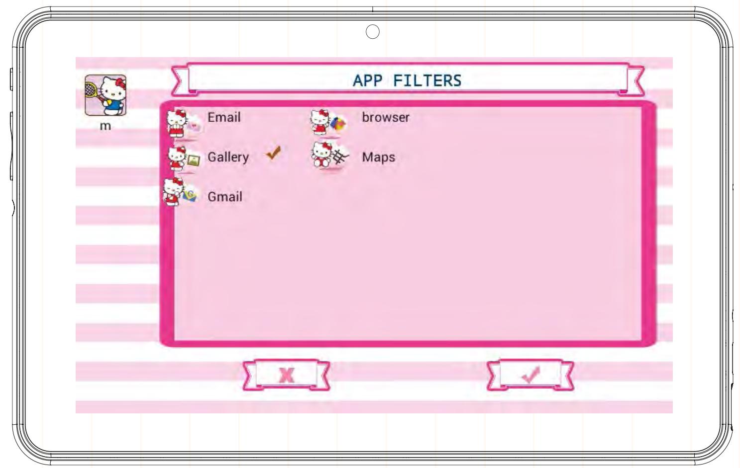 HELLO KITTY TABLETTE PACK HEU014 - Filtre d'applications - 1