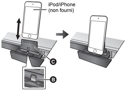 PANASONIC SC-BTT230 - Connectez l'ipod/iphone fermement. - 1