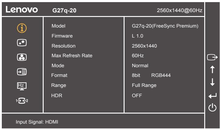 LENOVO ECRANG27Q-20 - En utilisant les contrôles du menu OSD (affichage à l'écran) - 1