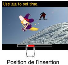 CASIO EX-H5 - Si vous insérez un sujet dans une vidéo, une image indiquant approximativement la position du sujet dans la vidéo apparaîtra sur l'écran de contrôle. utilisez [▲] et [▶] pour le décaler jusqu'à la position souhaitée. lorsque vous avez terminé, appuyez sur [SET]. - 1