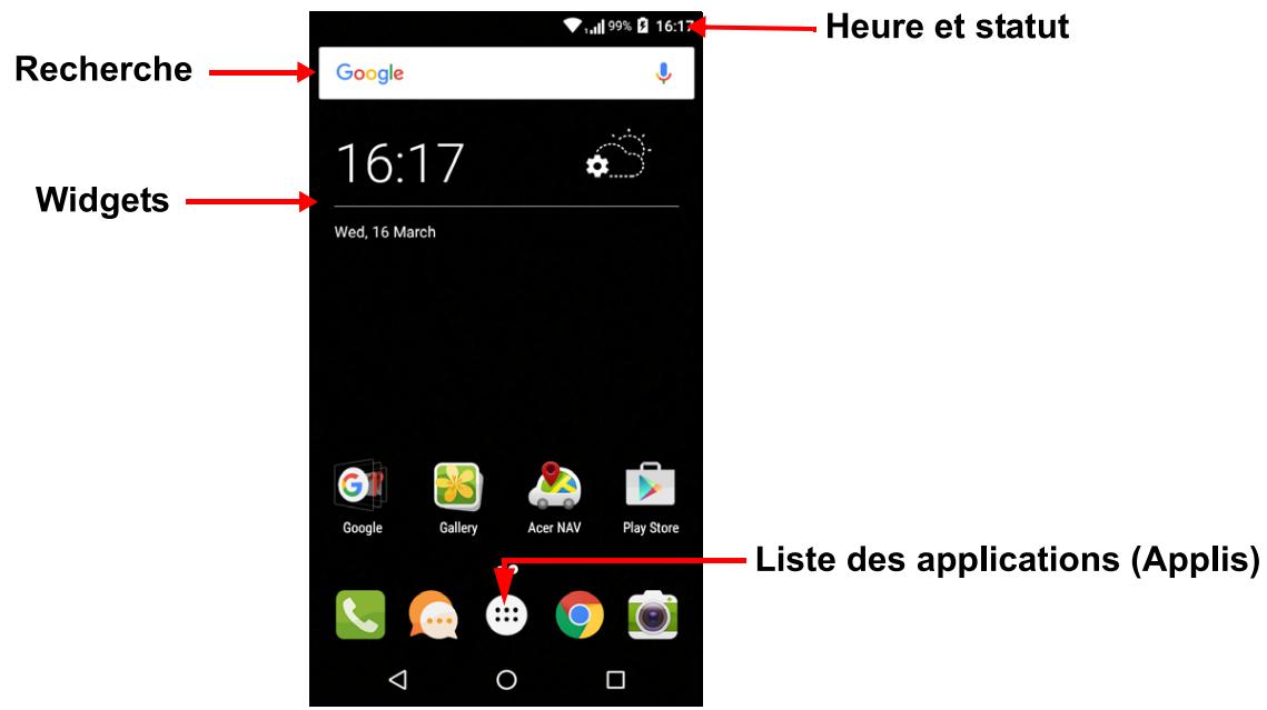 ACER LiQUiD ZEST 4G noir - Écran d'accueil - 1