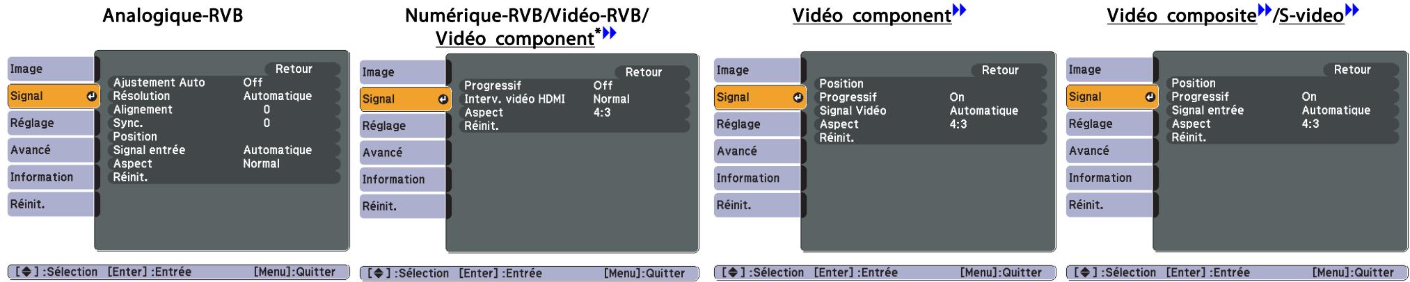 EPSON EH-TW450 - Menu signal - 1