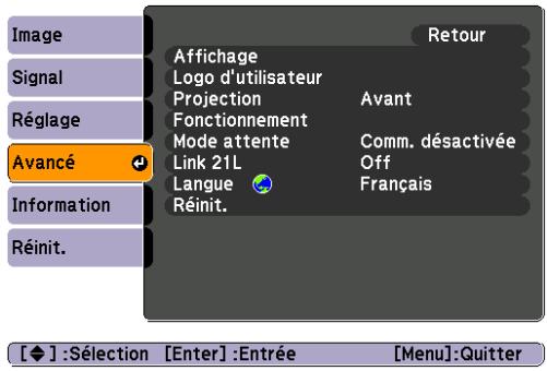 EPSON EH-TW450 - Menu avancé - 1