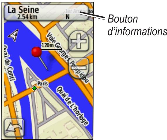 GARMIN DAKOTA 20 - Pour afficher des informations détaillées sur un point de la carte : - 1