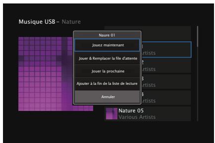 DENON AVR-S650H - Parcourez la musique sur votre dispositif mémoire USB et sélectionnez une musique à lire. - 2