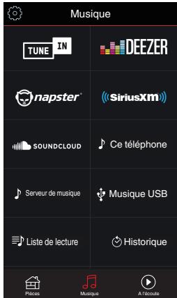 DENON AVR-S650H - Appuyez sur l'onglet "Musique" pour sélectionner une source musicale. - 2