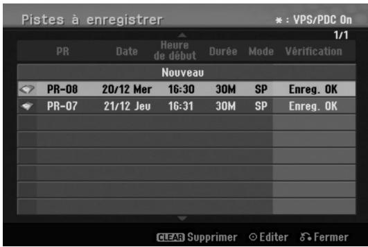LG-GOLDSTAR RH188S - Vérification des détails de l'enregistrement programmé - 1