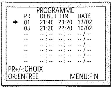 PROLINE SVP2650 - Liste des programmations - modification ou effacement de programmations - 1
