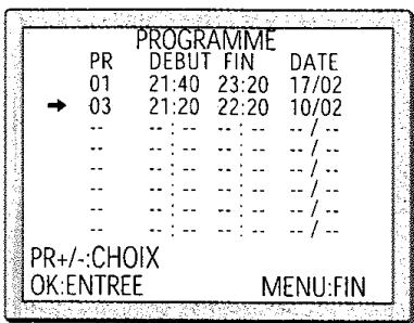 PROLINE SVP2650 - Liste des programmations - modification ou effacement de programmations - 2