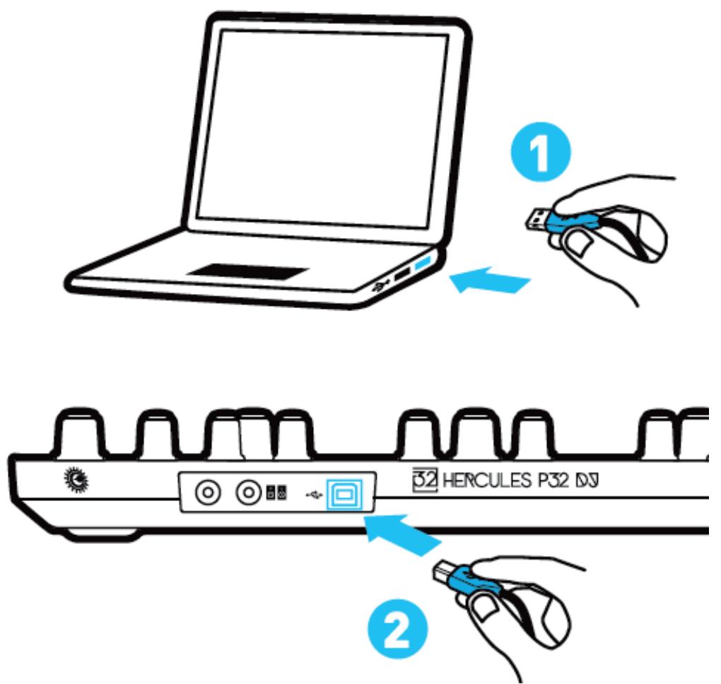 HERCULES P32DF - Branchement sur l'ordinateur (connexion USB) - 1