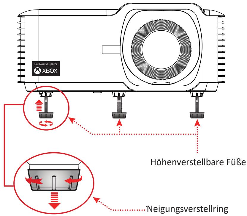 VIEWSONIC LS710-4K - Höhe und Projektswinkel des Projektors anpassen - 1
