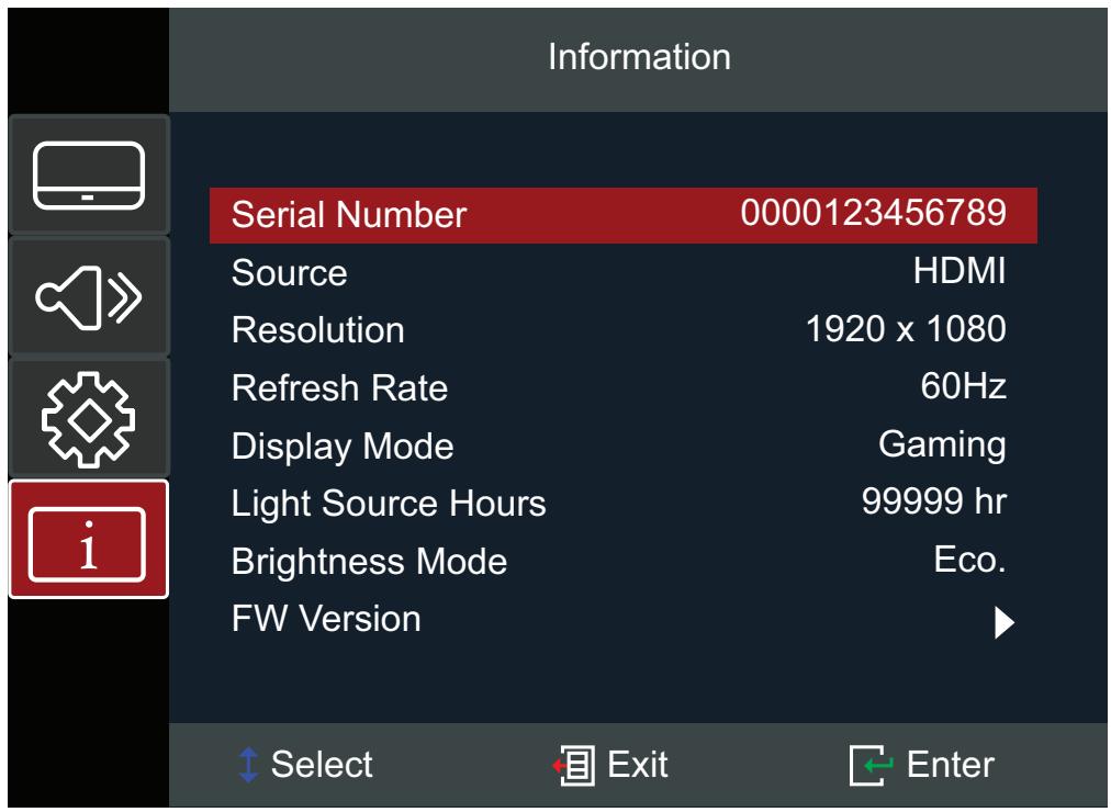 VIEWSONIC LS710-4K - Information Menu (Informationen-MENU) - 1
