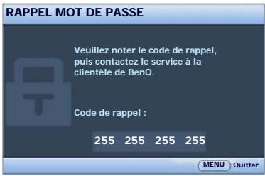 BENQ MW663 - Procédure de rappel de mot de passe - 1