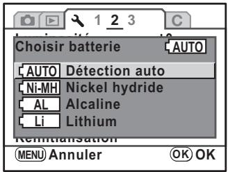 PENTAX KM+KC+18/55+50/200 - Réglage du type de piles - 1